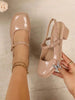 2025 Women's Fashion Light Gold Mirror Metallic Mary Jane Shoes,, Date High-End Fashion Solid Color High Heel Sandals, Plus Size Women Shoes