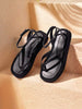 HighSole Ladies Black Comfortable Platform Sandals Simple Cross Strap Design Round Toe Platform Low Heel Fashion Casual Style Suede Hemming Black Sandals Outdoor Leisure Travel Vacation
